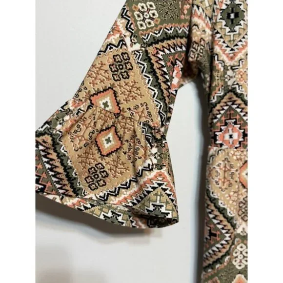 Southwestern Boho 70s Revival Tunic Top Womens Size‎ Large Hippie Rustic Chic - Picture 6 of 9